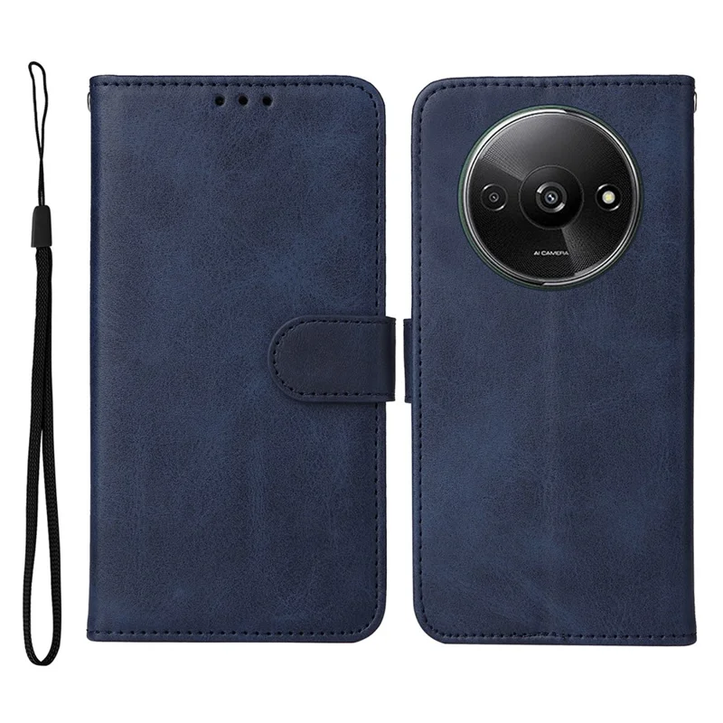 For Xiaomi Redmi A3 4G / Poco C61 4G Case Magnetic Clasp Leather Flip Wallet Phone Cover - Blue