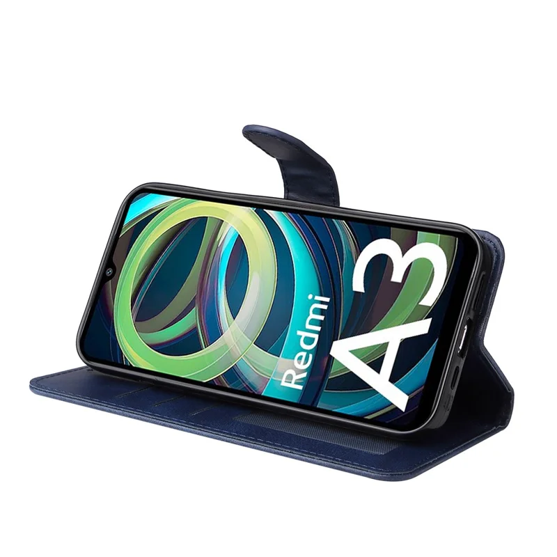 For Xiaomi Redmi A3 4G / Poco C61 4G Case Magnetic Clasp Leather Flip Wallet Phone Cover - Blue