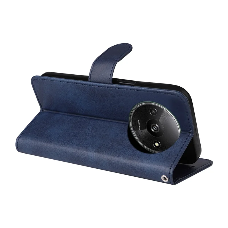 For Xiaomi Redmi A3 4G / Poco C61 4G Case Magnetic Clasp Leather Flip Wallet Phone Cover - Blue