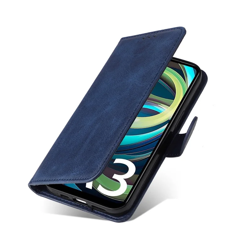 For Xiaomi Redmi A3 4G / Poco C61 4G Case Magnetic Clasp Leather Flip Wallet Phone Cover - Blue
