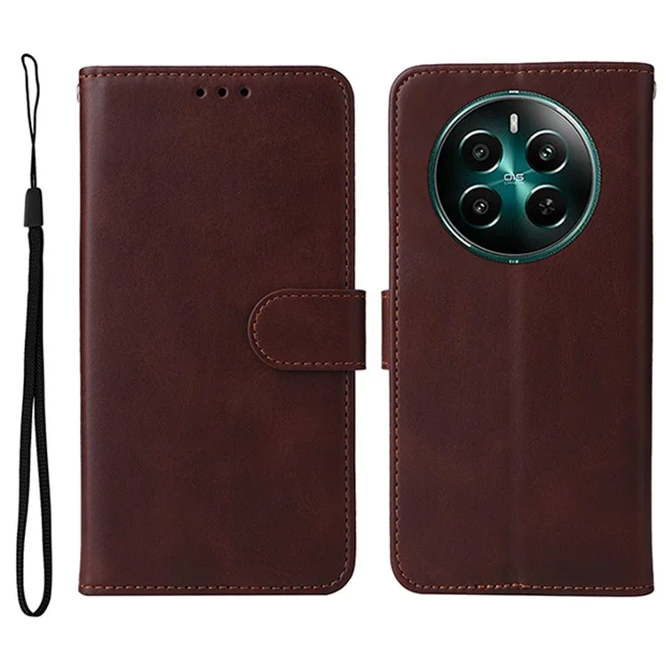 Für Realme 12 4G / 12+ 5G Case Viewing Stand 3 Kartenfach PU Leder Handyhülle - Braun