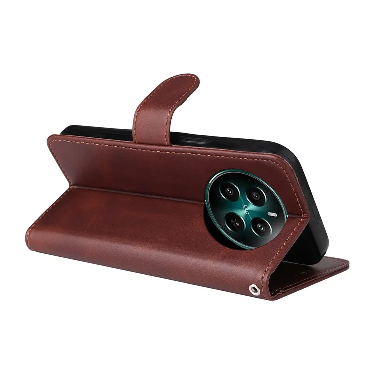Für Realme 12 4G / 12+ 5G Case Viewing Stand 3 Kartenfach PU Leder Handyhülle - Braun