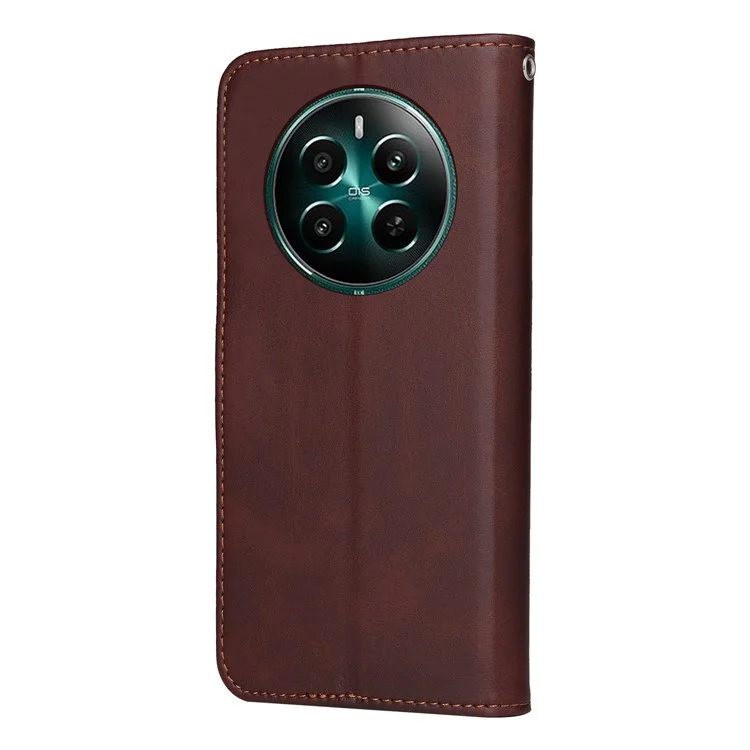 Für Realme 12 4G / 12+ 5G Case Viewing Stand 3 Kartenfach PU Leder Handyhülle - Braun