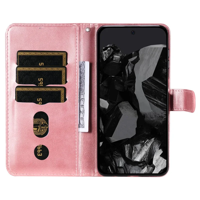 Für Google Pixel 9 Pro XL Handy-Hüllen Reißverschlusstasche Leder Stoßfest Cover - Pink