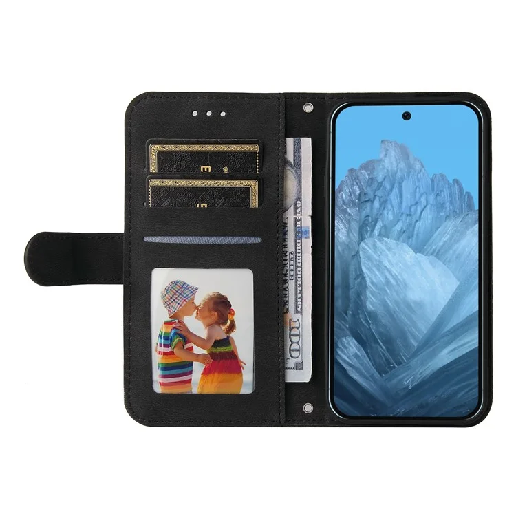 For Google Pixel 10 Pro / Pixel 10 / Pixel 9 / Pixel 9 Pro Leather Wallet Cases Skin Touch Phone Cover Stand with Strap - Black