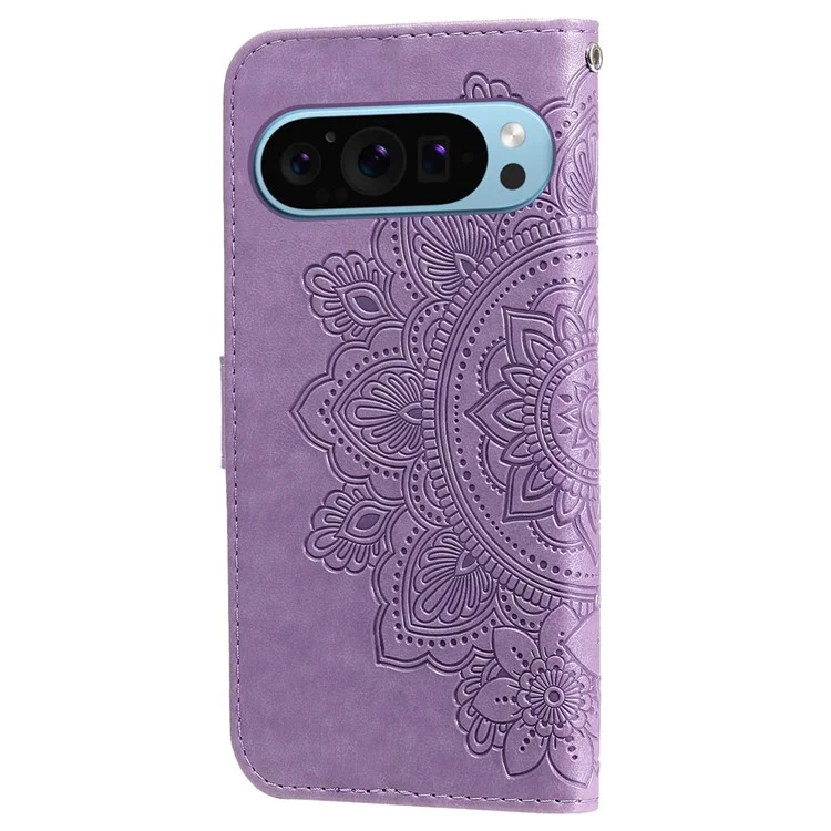 For Google Pixel 10 Pro / Pixel 10 / Pixel 9 / Pixel 9 Pro Case Floral Pattern PU Leather Wallet Stand Phone Cover - Purple