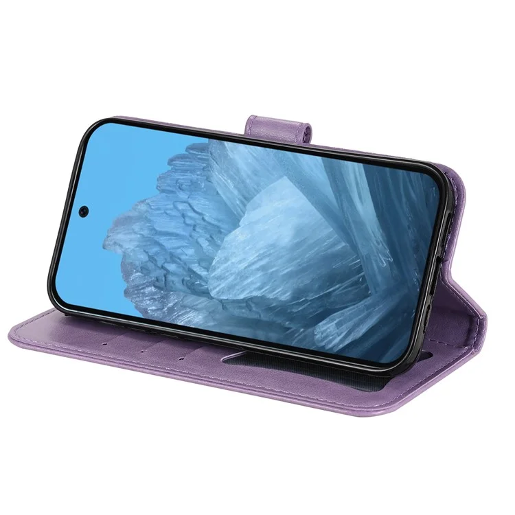 For Google Pixel 10 Pro / Pixel 10 / Pixel 9 / Pixel 9 Pro Case Floral Pattern PU Leather Wallet Stand Phone Cover - Purple