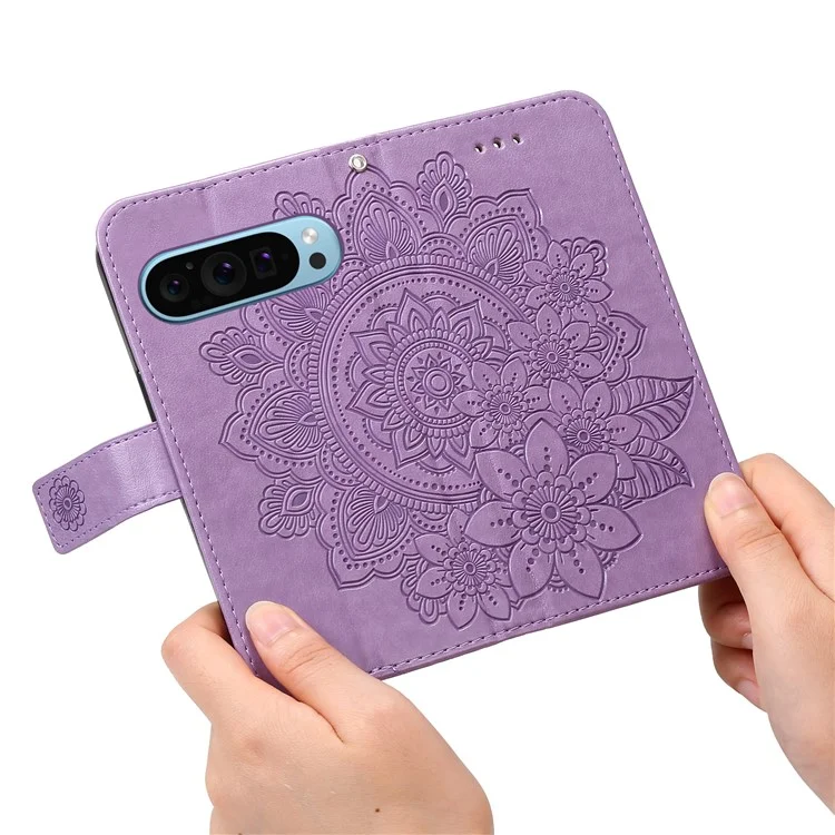 For Google Pixel 10 Pro / Pixel 10 / Pixel 9 / Pixel 9 Pro Case Floral Pattern PU Leather Wallet Stand Phone Cover - Purple