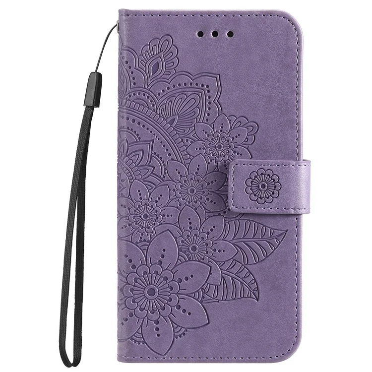 For Realme 12 4G / 12+ 5G Case Floral Pattern PU Leather Wallet Stand Phone Cover - Purple