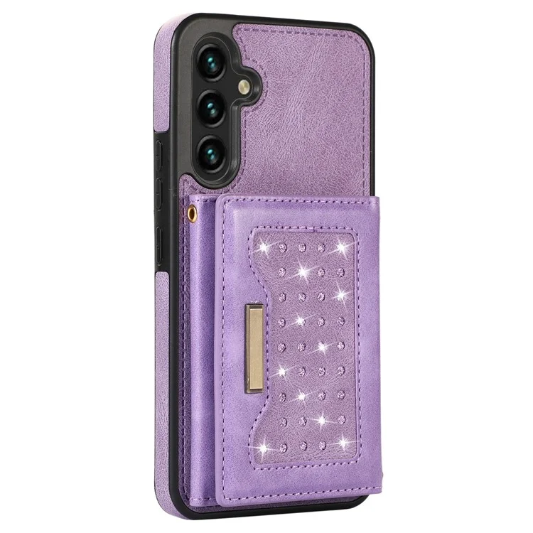 For Samsung Galaxy A14 5G / 4G Case RFID Blocking Wallet Leather Coated TPU Phone Cover - Purple