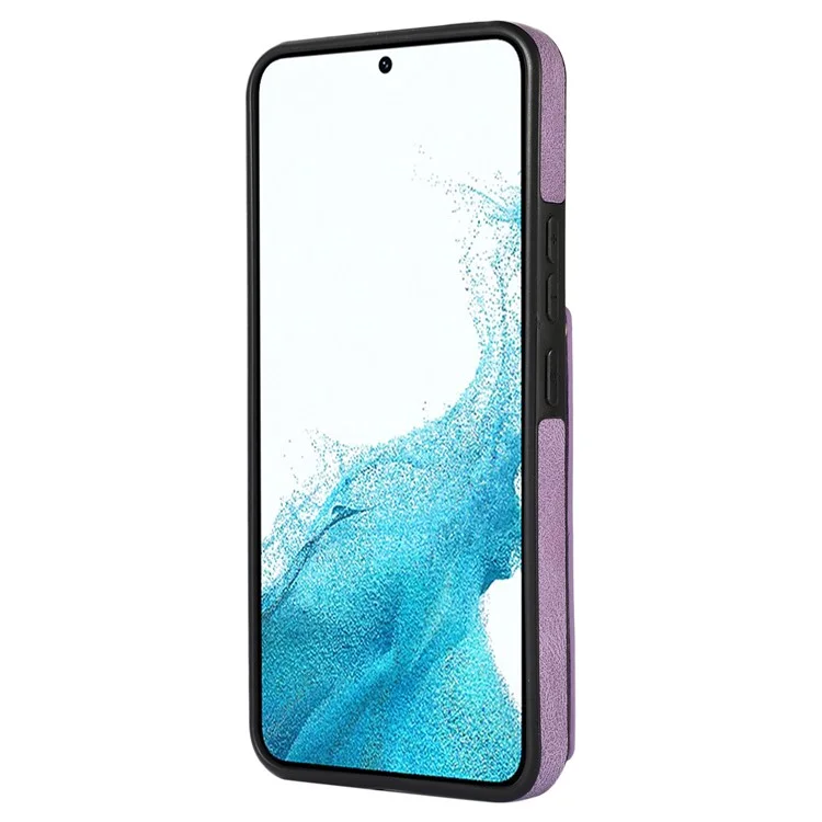 For Samsung Galaxy A14 5G / 4G Case RFID Blocking Wallet Leather Coated TPU Phone Cover - Purple