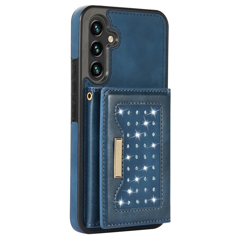 For Samsung Galaxy A14 5G / 4G Case RFID Blocking Wallet Leather Coated TPU Phone Cover - Blue