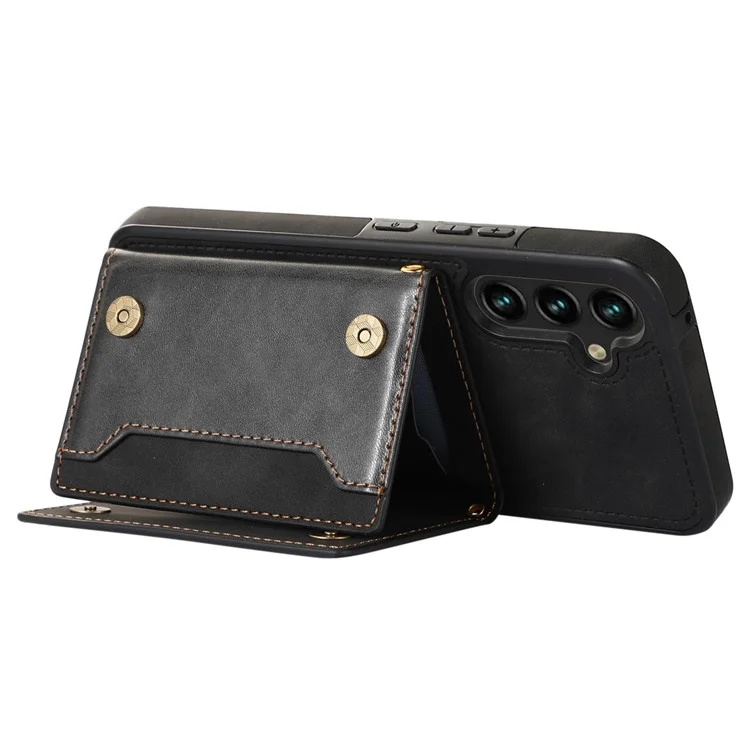 Étui pour Samsung Galaxy S23 en cuir + TPU avec support, étui portefeuille avec blocage RFID - Noir