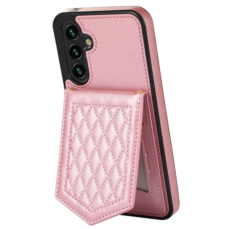 Per Samsung Galaxy A14 5G / 4G Custodia in TPU e Pelle Telefono Cover RFID Blocking Specchio Nascosto - Rose Gold