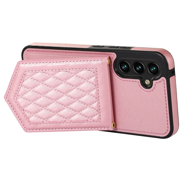 Per Samsung Galaxy A14 5G / 4G Custodia in TPU e Pelle Telefono Cover RFID Blocking Specchio Nascosto - Rose Gold