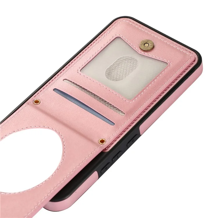 Per Samsung Galaxy A14 5G / 4G Custodia in TPU e Pelle Telefono Cover RFID Blocking Specchio Nascosto - Rose Gold