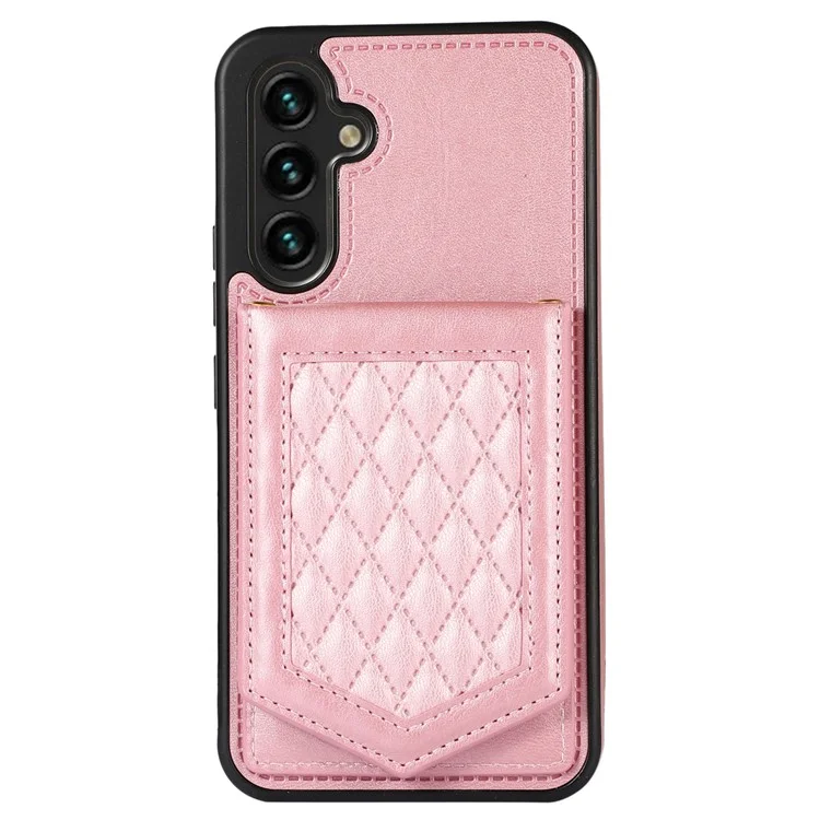 Per Samsung Galaxy A14 5G / 4G Custodia in TPU e Pelle Telefono Cover RFID Blocking Specchio Nascosto - Rose Gold