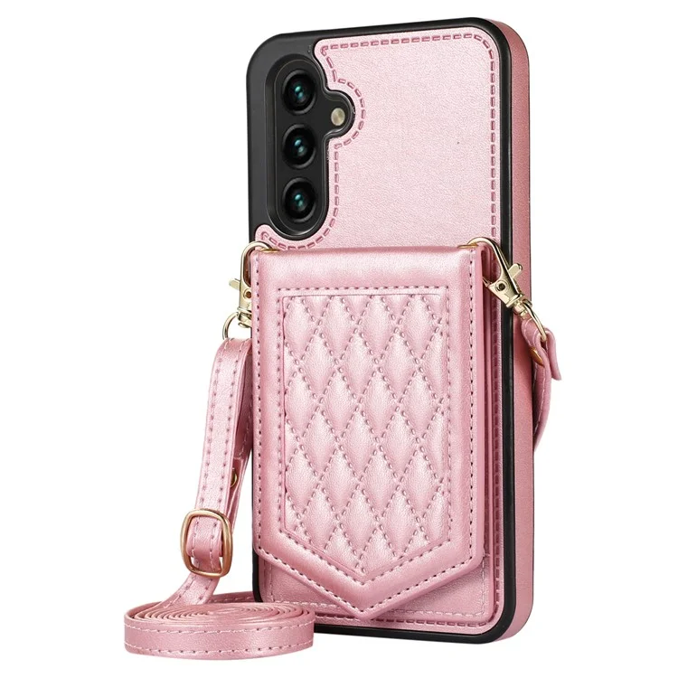 Per Samsung Galaxy A14 5G / 4G Custodia in TPU e Pelle Telefono Cover RFID Blocking Specchio Nascosto - Rose Gold