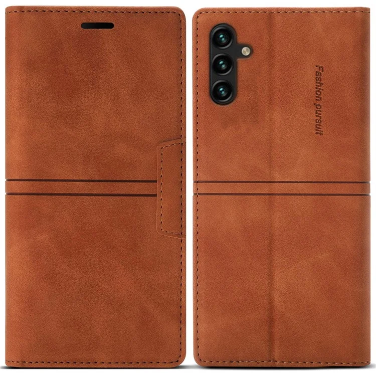 Für Samsung Galaxy A25 5G (Global) (161,0 x 76,5 x 8,3 mm) Ledertasche Wallet Cover Magnetverschluss - Braun