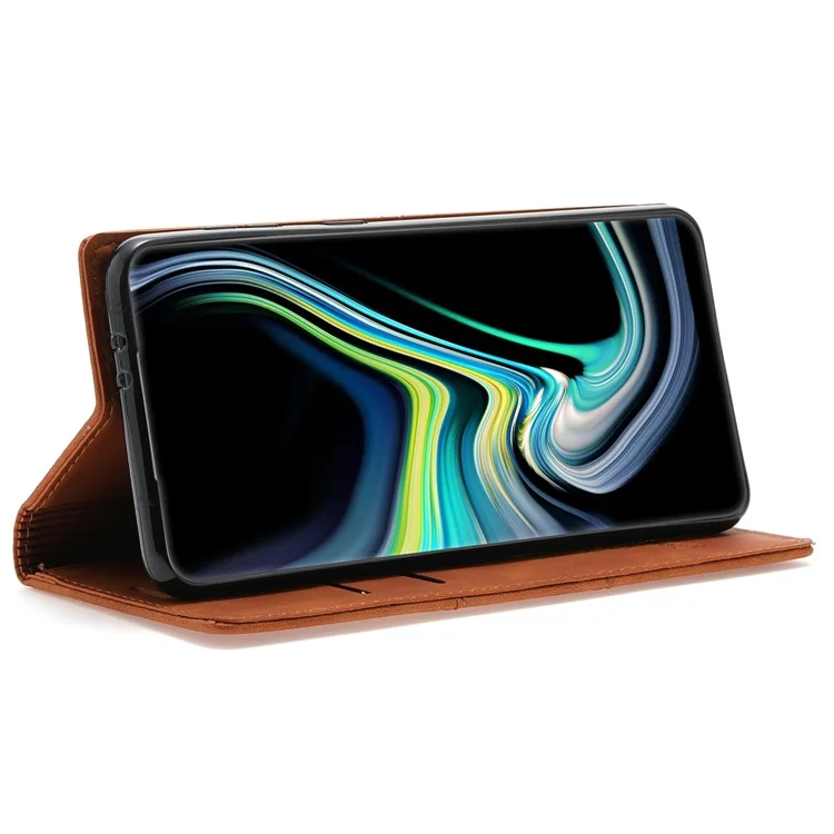 Für Samsung Galaxy A25 5G (Global) (161,0 x 76,5 x 8,3 mm) Ledertasche Wallet Cover Magnetverschluss - Braun