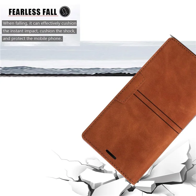 Für Samsung Galaxy A25 5G (Global) (161,0 x 76,5 x 8,3 mm) Ledertasche Wallet Cover Magnetverschluss - Braun