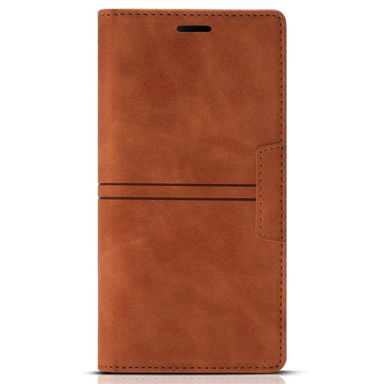 Für Samsung Galaxy A25 5G (Global) (161,0 x 76,5 x 8,3 mm) Ledertasche Wallet Cover Magnetverschluss - Braun