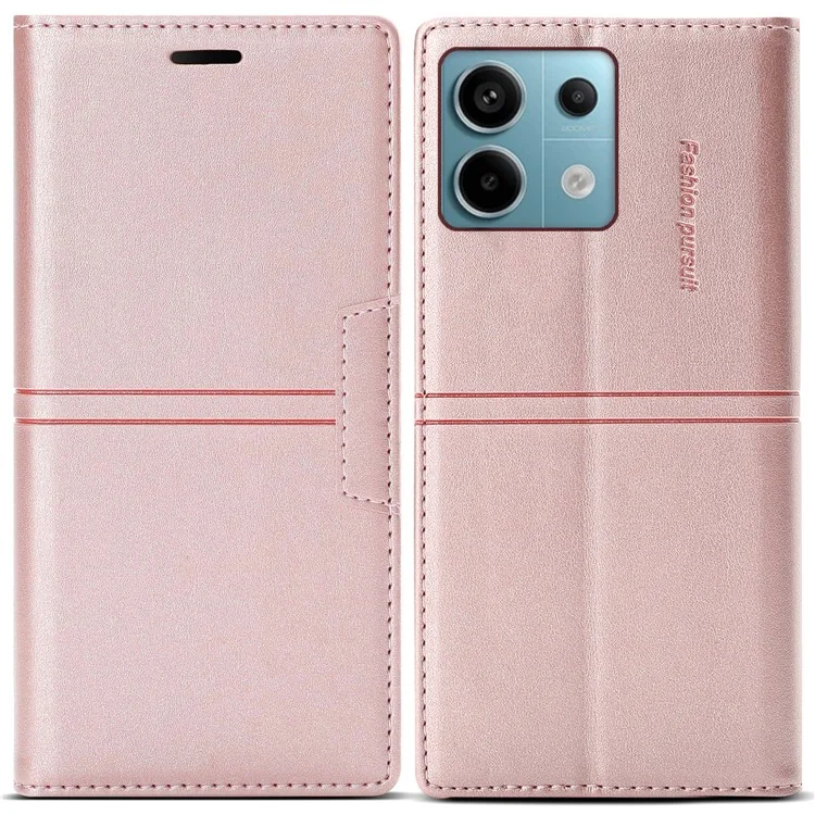 Для Xiaomi Redmi Note 13 Pro 5G / Poco X6 5G Чехол-бумажник из искусственной кожи с откидной крышкой, чехол для телефона - розовое золото