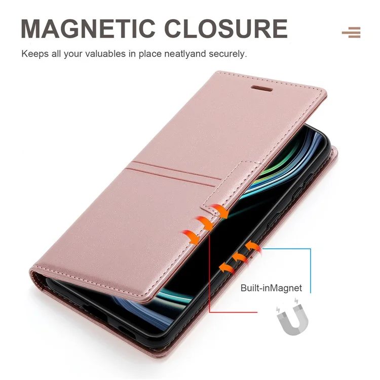 Для Xiaomi Redmi Note 13 Pro 5G / Poco X6 5G Чехол-бумажник из искусственной кожи с откидной крышкой, чехол для телефона - розовое золото