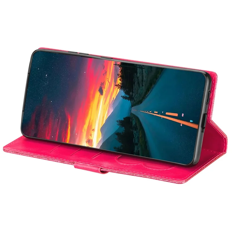 Für Xiaomi Redmi Note 13 5G Hülle Ständer Glitzer Telefonlederhülle Reißverschlussfach - Rose