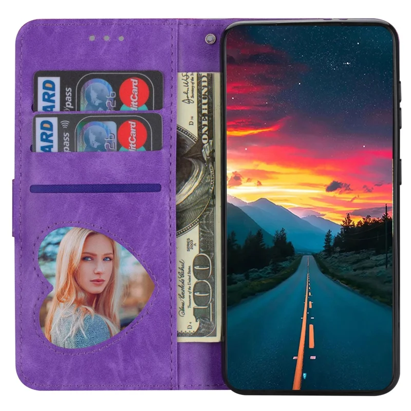 For Xiaomi Redmi Note 13 5G Case Stand Glitter Phone Leather Cover Zipper Pocket - Purple