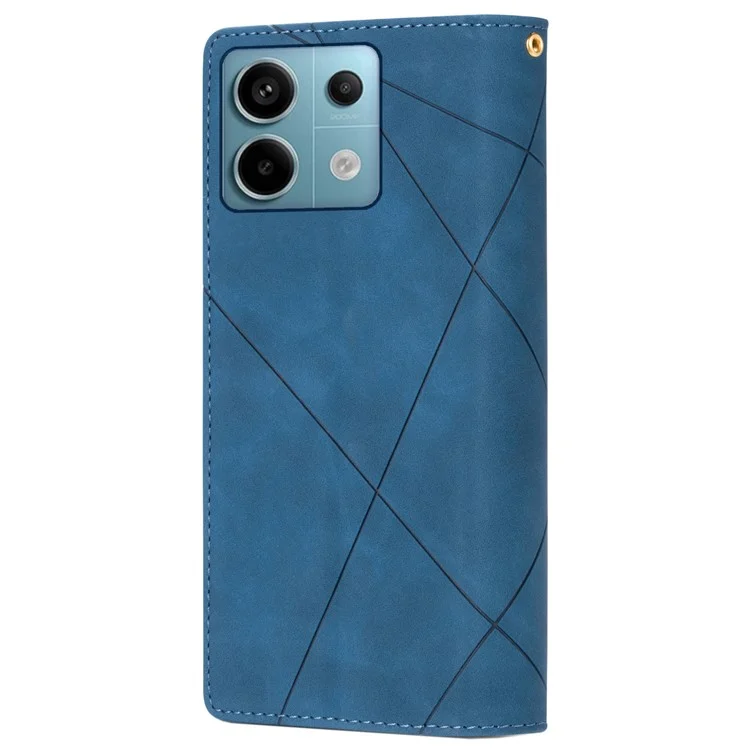 Color Splicing Case for Xiaomi Redmi Note 13 5G Phone Cover Zipper Pocket Wallet Shell - Blue