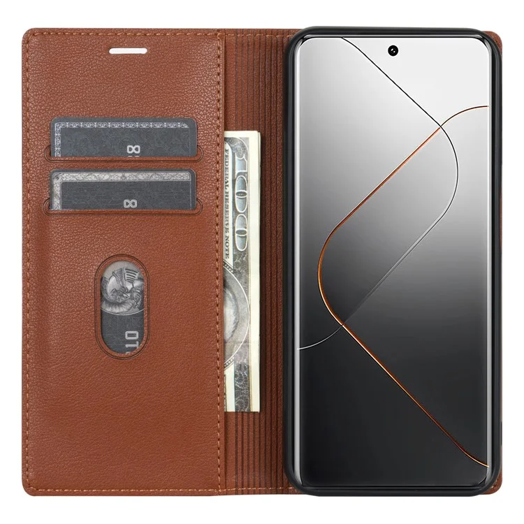 BKS-001 For Xiaomi Redmi Note 13 Pro 5G / Poco X6 5G Magnetic Phone Case Bump Proof Leather Cover - Brown