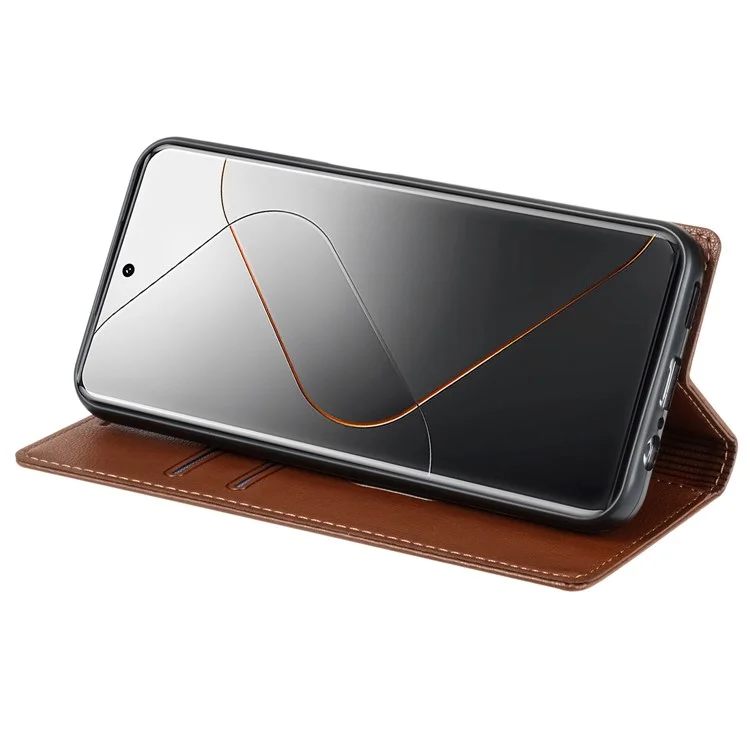 BKS-001 For Xiaomi Redmi Note 13 Pro 5G / Poco X6 5G Magnetic Phone Case Bump Proof Leather Cover - Brown