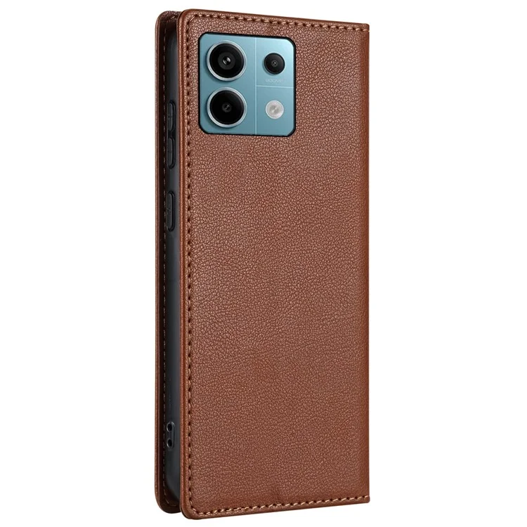 BKS-001 For Xiaomi Redmi Note 13 Pro 5G / Poco X6 5G Magnetic Phone Case Bump Proof Leather Cover - Brown