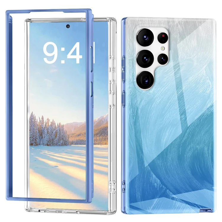 For Samsung Galaxy S24 Ultra Cell Phone Case Gradient Feather PC+TPU Shell - Blue