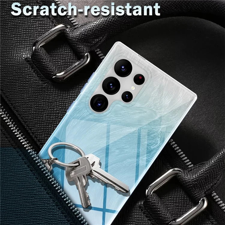 For Samsung Galaxy S24 Ultra Cell Phone Case Gradient Feather PC+TPU Shell - Blue