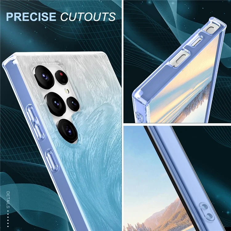 For Samsung Galaxy S24 Ultra Cell Phone Case Gradient Feather PC+TPU Shell - Blue