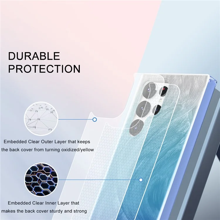 For Samsung Galaxy S24 Ultra Cell Phone Case Gradient Feather PC+TPU Shell - Blue