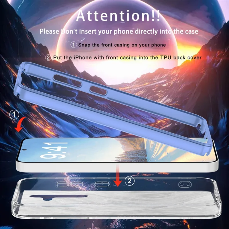 For Samsung Galaxy S24 Case Gradient Feather Pattern PC+TPU Protective Cover - Blue