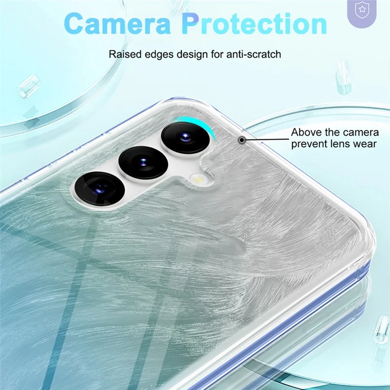 For Samsung Galaxy S24 Case Gradient Feather Pattern PC+TPU Protective Cover - Blue
