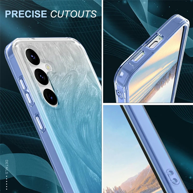 For Samsung Galaxy S24 Case Gradient Feather Pattern PC+TPU Protective Cover - Blue