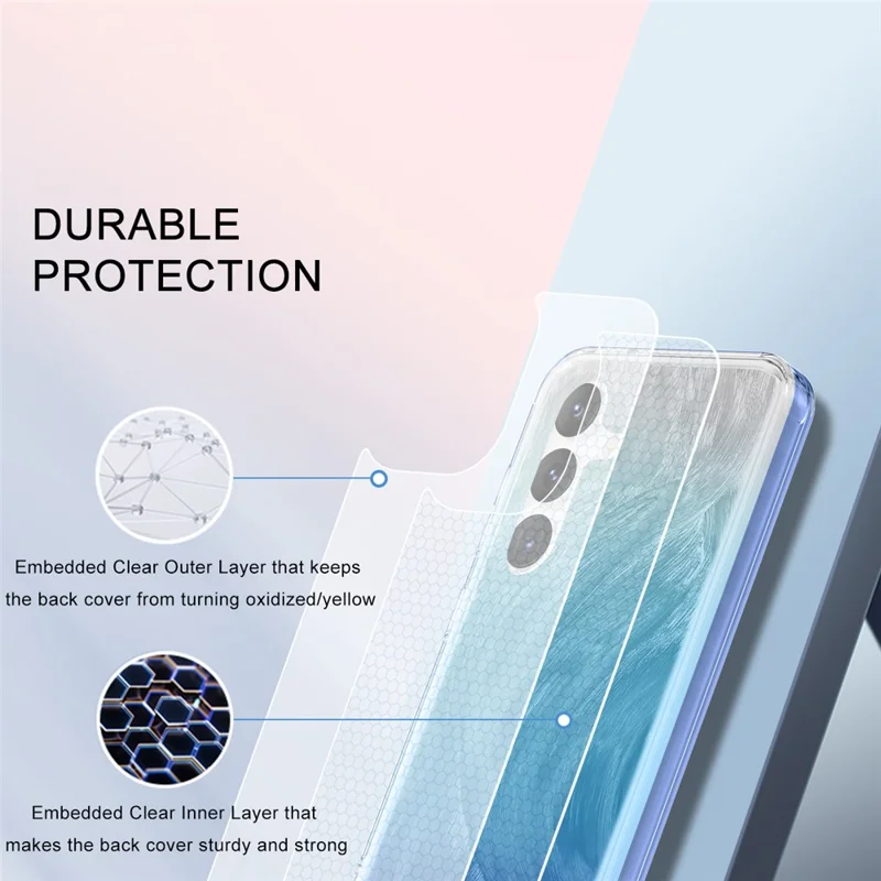 For Samsung Galaxy S24 Case Gradient Feather Pattern PC+TPU Protective Cover - Blue