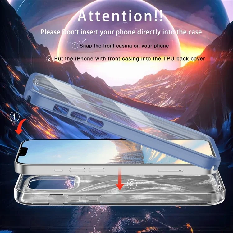 Für iPhone 13 Pro Max 6,7 Zoll Hülle Gradient Feather Pattern Camera Protection Phone Cover - Blau