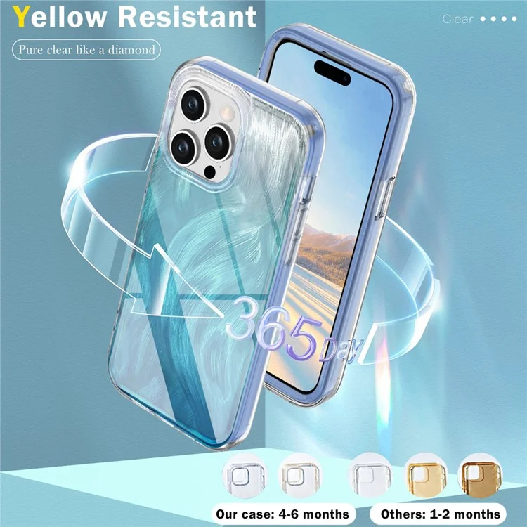 Für iPhone 14 Pro Max Hülle PC+TPU Rundum-Schockabsorber Gradient Feather Handyhülle - Blau