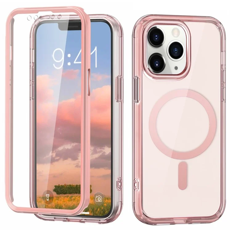 For iPhone 11 Pro Clear Case Compatible with MagSafe Front / Back Full Protection Phone Cover - Pink