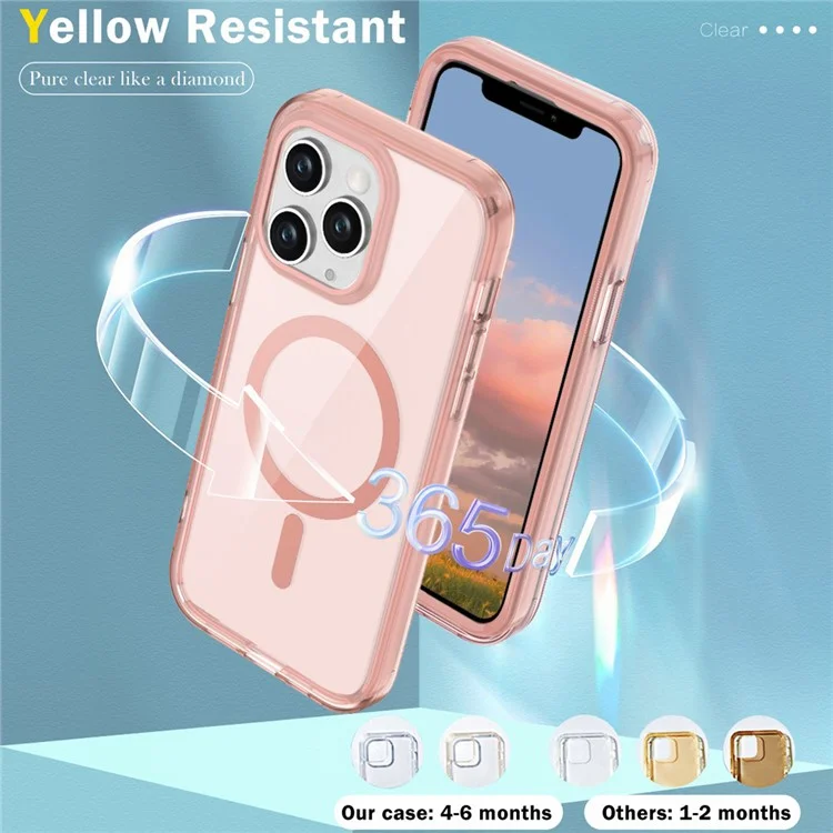 For iPhone 11 Pro Clear Case Compatible with MagSafe Front / Back Full Protection Phone Cover - Pink