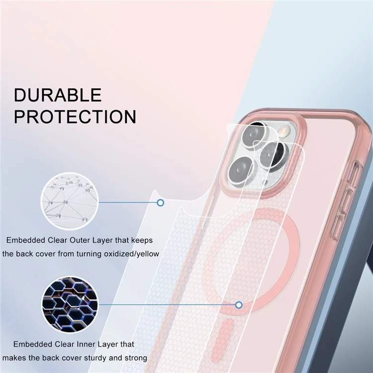 For iPhone 11 Pro Clear Case Compatible with MagSafe Front / Back Full Protection Phone Cover - Pink