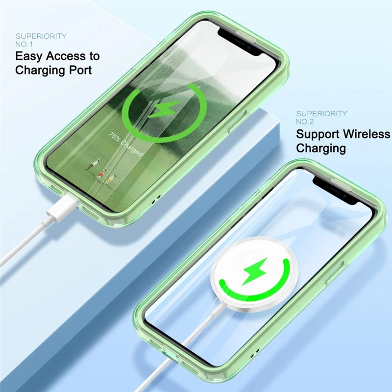 For iPhone 11 Pro Clear Case Compatible with MagSafe Front / Back Full Protection Phone Cover - Green