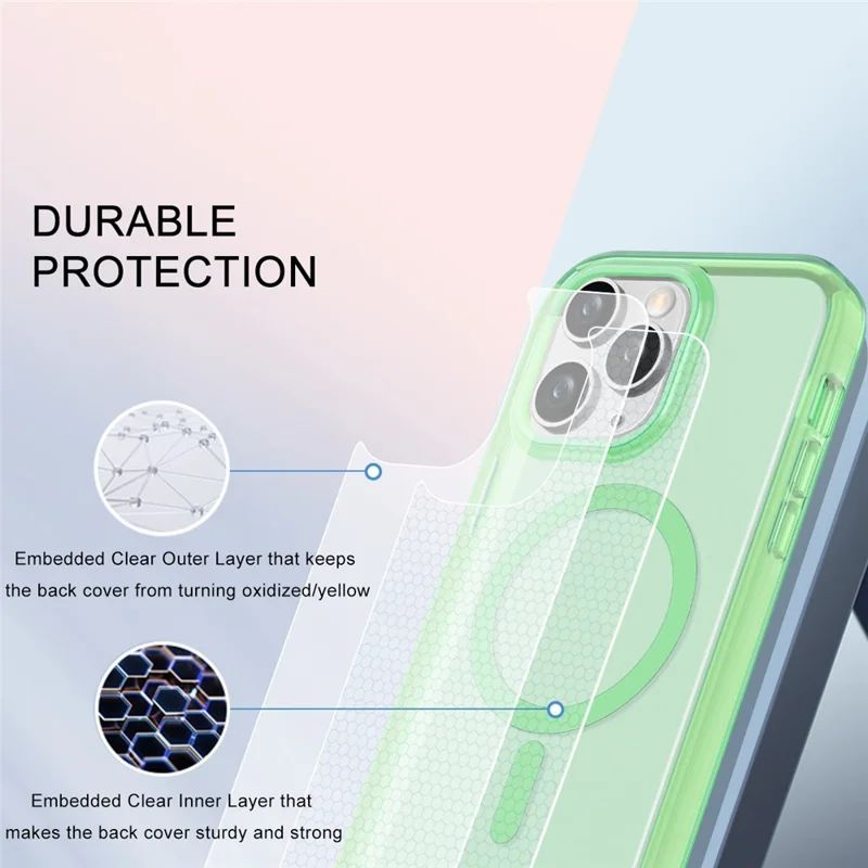 For iPhone 11 Pro Clear Case Compatible with MagSafe Front / Back Full Protection Phone Cover - Green