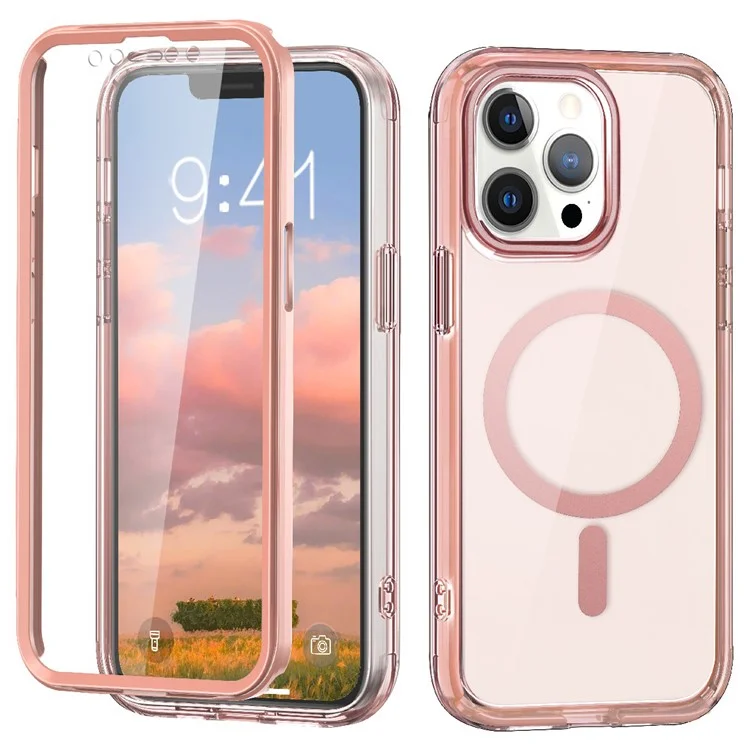 Carcasa de PC+TPU a prueba de golpes compatible con MagSafe para iPhone 12 / 12 Pro - Rosa
